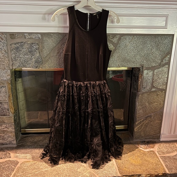 Maje Ralph Black Dress Flower Tulle - Picture 6 of 12